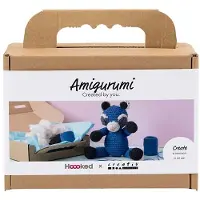 Creativ Company Häkelset Amigurumi Waschbär schwarz blau Baumwolle
