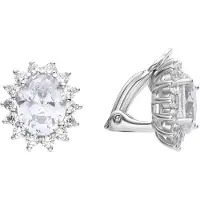 Luxenter -Ohrringe aus 925er Sterlingsilber und glänzendem Zirkonia mit Rhodiumbeschichtung – Dinoc
