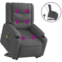 Syfax Massagesessel mit Aufstehhilfe Dunkelgrau Stoff
