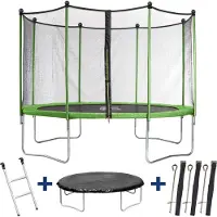 HABITAT ET JARDIN Trampolin Yoopi 2 LUXE - Ø 3,65 m - mit Netz + Leiter + Abdeckung + Befestigungsset