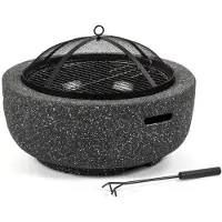 Fieldmann FZG 1030G 60 cm Outdoor Feuerstelle mit Holzkohle-Grill, verchromter Grillrost Ø 43 cm, Funken-Schutz & Abdeckhaube, Anzünd- und Grillzubehör