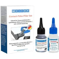 Weicon 12891001 - Cyanacrylat Kleber Set, Contact VA 8312 + Füller, 20 g, schwarz