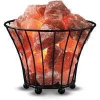 WAGNER LIFE Salzleuchte Feuerkorb klein, schwarz, bernstein, gelb / orange, für Wohn- / Esszimmer, Stein, Tischlampe