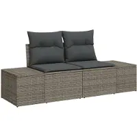 vidaXL Garten-Sofa-Set 7 stk. Grau Poly Rattan
