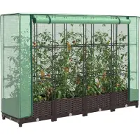 vidaXL Hochbeet mit Gewächshaus-Aufsatz Rattan-Optik 160x40x123 cm