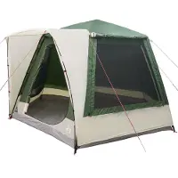 vidaXL Campingzelt Hütte mit Dach Grün 420 x 420 x 227 cm Polyester