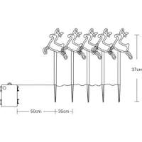 F-H-S International FHS International 5x Gartenstecker Rentier 24cm warmweiß 6/18h Timer 1,6m Leuchtstäbe