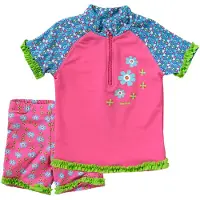 Playshoes 2tlg. Badeoutfit "Blumen" in Pink - 122/128
