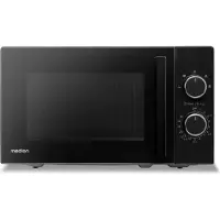 Medion Mikrowelle (20 Liter, 800 Watt, 5 Mikrowellenstufen, Auftaufunktion, Timer, Glasteller, kompakt, MD12011) schwarz