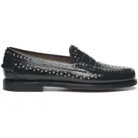 Sebago für Damen. 78118KW Dan Studs Leder Loafers schwarz (36), Wohnung, 1 bis 3 cm, Keine, Lässig, Party, Klassisch