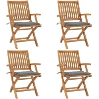 vidaXL Klappstühle mit Kissen, 4-teilig, Massivholz Teakholz