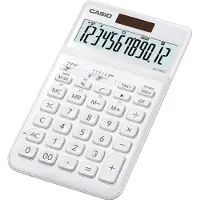 Casio Tischrechner JW-200 SC, 12-stelliges BIG LC-Display, Solar-/Batteriebetrieb, weiß
