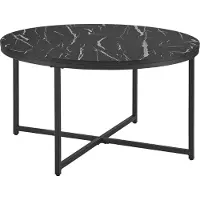 En.casa Couchtisch Uppvidinge Beistelltisch 45x80cm Wohnzimmertisch rund Marmor / Schwarz