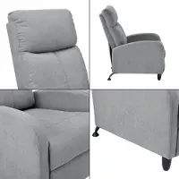 En.casa Polstersessel Bregenz Relaxsessel Relaxliege 102x60x92 cm Liegesessel Fernsehsessel Sessel mit verstellbarer Rückenlehne TV Sessel aus Textil Hellgrau []