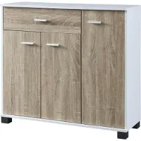 En.casa Sideboard 'Bobeck' 72x80x28cm Weiß / Eiche