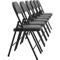Pro-Tec Konferenzstuhl Office 6er Set klappbar gepolstert Metall Kunstleder Grau
