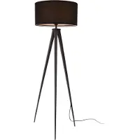 Lux.pro Stehleuchte Faro 153cm Stehlampe 1xE27 Standleuchte 3-Fuß-Leuchte Stand Lampe max. 60W Metall Stoffschirm Schwarz