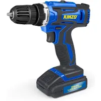 Kinzo Akkuschrauber - Akku Bohrmaschine für Holz Metall Kunststoff - Akkubohrer mit LED Licht - Schrauber 14.4V und 1300mAh Li-Ion - Blau