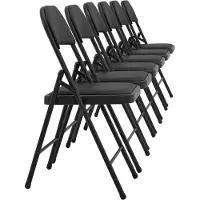 Pro-Tec Konferenzstuhl Office 6er Set klappbar gepolstert Metall Kunstleder Schwarz