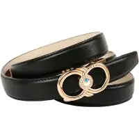 Anthoni Crown Ledergürtel , Damen, Gr. 100, schwarz, Leder, unifarben, Gürtel Ledergürtel, Femininer Ledergürtel, Schließe mit Glitzersteinen