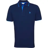 U.S. POLO ASSN. Herren Poloshirt mit Kontrast-Details - Piquet, Logo, Baumwolle Stretch Marine S