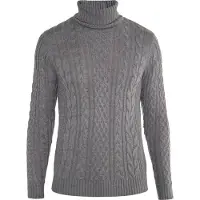 MO Pullover mit Zopfstrick Herren Grau Melange