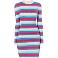 Mymo Strickkleid Damen Wollweiß Mehrfarbig