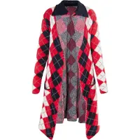 MyMo ROCKS Strickjacke Damen Schwarz Rot Mehrfarbig