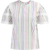 Mymo Bluse mit Metallic-Streifen Damen Weiss Mehrfarbige Streifen