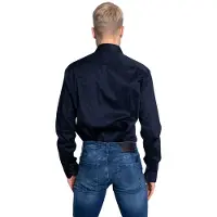 Armani Exchange für Herren. 8NZCBDZN10Z1510 Klassisches marineblaues Hemd (S), Lässig, Party, Baumwolle, Langarm