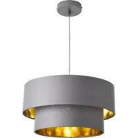 Lux.pro Hängeleuchte E27 Deckenleuchte Hängelampe 40 cm Metall Stoff Grau-Gold []