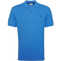 U.s. polo assn. Herren Poloshirt - Piquet, Logo-Stickerei, Baumwolle Stretch Blau L