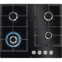 AEG HKB64420NB, Schwarz, Integriert, 60 cm, Gaskochfeld, Glas, 4 Zone(n)
