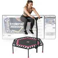 Sportplus Fitness Trampolin für zuhause, Fitnesstrampolin mit Haltefunktion, max Benutzergewicht 100 kg, SP-T-1100-P