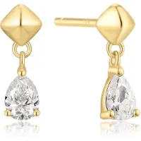 Ania Haie - STUD EARRINGS - PHYRAMID DANGLE THREADED - shiny gold