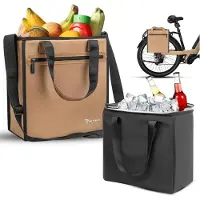 MIVELO Fahrradtasche - Für Lebensmittel - 25 Liter - Fassungsvermögen & abnehmbare Kühltasche - Polyester - Beige