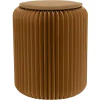Meet by Paperflow Paperflow faltbarer Sitzhocker, Wabenkarton, Sitzkissen aus Kunstleder, Ø 300 mm x H 420 mm, bis 300 kg, braun