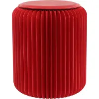 Meet by Paperflow Paperflow faltbarer Sitzhocker, Wabenkarton, Sitzkissen aus Kunstleder, Ø 300 mm x H 420 mm, bis 300 kg, rot