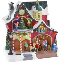 Wellhome Weihnachtsdekoration „werkstatt Des Weihnachtsmanns“ Mit 31 Led-lichtern Und Musik 26.5x16.5x27.5 Cm