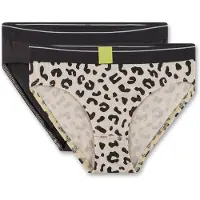 Sanetta Mädchen-Rioslips (Doppelpack) beige und schwarz Leo-Print 128
