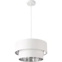 Lux.pro Hängeleuchte Lopar E27 Deckenleuchte Hängelampe 40 cm Metall Stoff Weiß-Silber