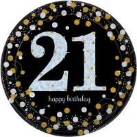 Procos Happy Birthday 21 Gold Pappteller 8 Stück 22,9 cm