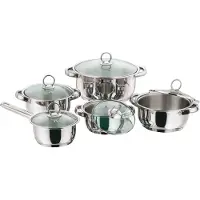 King 5/10 tlg. Kochtopfset »NEW SILVER LINE« aus Edelstahl mit Glasdeckel / für Induktion geeignet / Topfgrößen ca. 16, 16, 18, 20, 24 cm