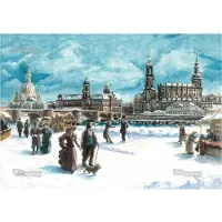 Pappnoptikum Adventskalender Dresden mit Augustusbrücke, Nostalgisches Motiv