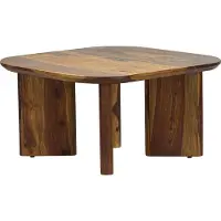 Wohnling Couchtisch Sheesham Massivholz 60cm quadratisch – Handgefertigter Wohnzimmertisch aus Echtholz mit abgerundeten Kanten im modernen Design