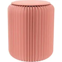 Meet by Paperflow Paperflow faltbarer Sitzhocker, Wabenkarton, Sitzkissen aus Kunstleder, Ø 300 mm x H 420 mm, bis 300 kg, rosé