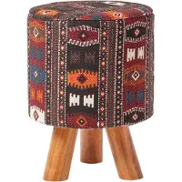 Homescapes DREIBEIN-HOCKER rund mit Kelim-Muster, 32/32/42 cm