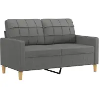 vidaXL 3-tlg. Sofagarnitur mit Kissen Dunkelgrau Stoff