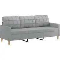 vidaXL 3-tlg. Sofagarnitur mit Kissen Hellgrau Stoff