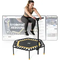 Sportplus Fitness Trampolin für zuhause, Fitnesstrampolin mit Haltefunktion, max Benutzergewicht 100 kg, SP-T-1100-Y